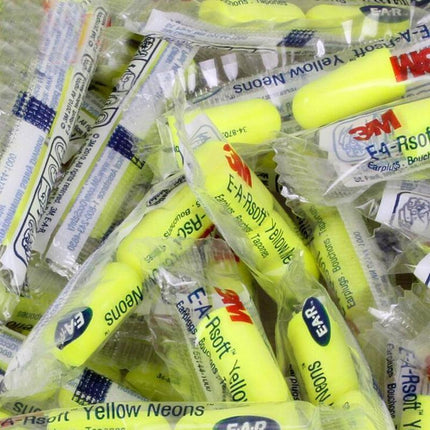 3M Yellow Uncorded Earplugs 1250 NRR33 Class AL Ear Plugs 5-200 Pairs Soft