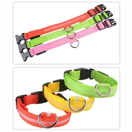 S Size USB Rechargeable LED Dog Collar Nylon Glow Flashing Light Up Safety Pet Collars