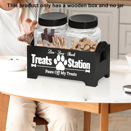 Dog Treat Container Wood Dog Food Storage Box for Cat Dogs with Paw Print Design