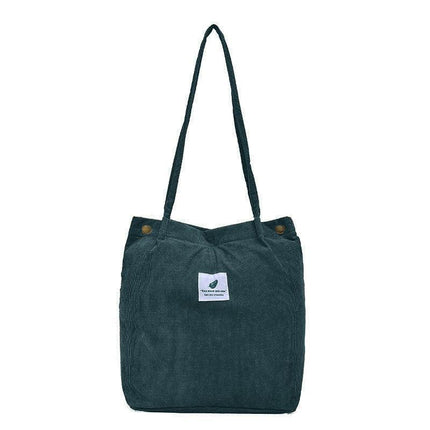 Women Corduroy Applique Tote Bags Handbag Messenger Canvas Shoulder Bag Travel - Aimall