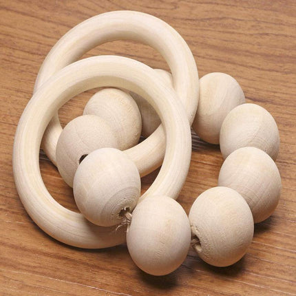 10-30pcs Unfinished Natural Wooden Round Ring Jewelry Making DIY Wood Craft 40mm - Aimall