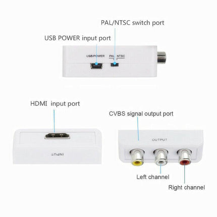 HDMI to RCA Composite AV CVBS 3RCA Video Cable Converter 1080p Downscaling White - Aimall