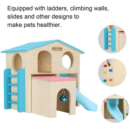 Wooden Luxury Hamster Villa Escape House Fun Nest Pet Home for Small Animals