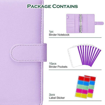 A6 Pu Leather Binder Pockets Cash Envelope Planner Notebooks