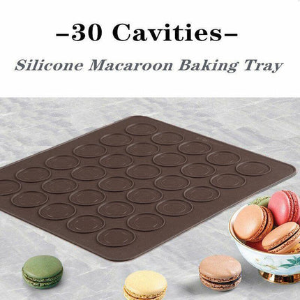 30 Cavities Macaroon Baking Tray Non Stick Mould Silicone Macaron Sheet Mat Au - Aimall