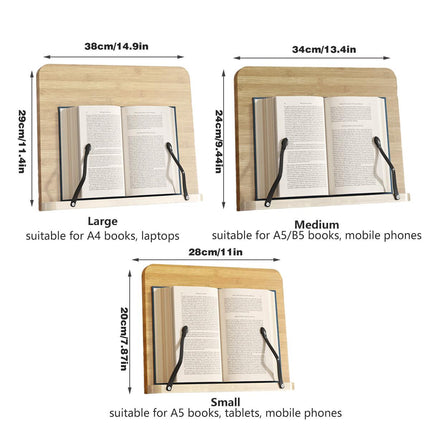 Wooden Adjustable Reading Stand Multifunctional Book Holder Bracket for Desk
