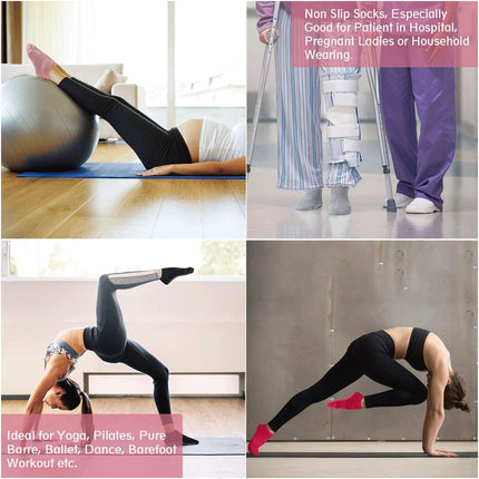 3 Pairs Ladies Women Sports Cotton Rich Pilates Yoga Non-Slip Grip Socks