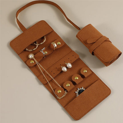 Portable Microfiber Jewelry Storage Bag Roll Organizer for Earrings Necklaces