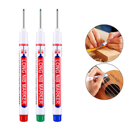 6Pcs Long Head Deep Hole Long Nosed Marker Multifunction Marker Deep Drill Hol