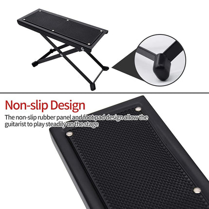Guitar Foot Rest Pedal Adjustable 6-Position Foldable Stand Support for Players