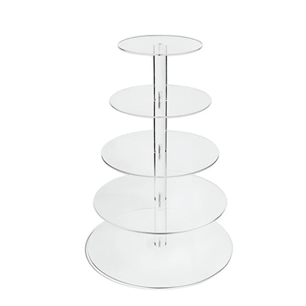 5-Tier Acrylic Cupcake Display Stand Clear Round Tower for Party Wedding Events