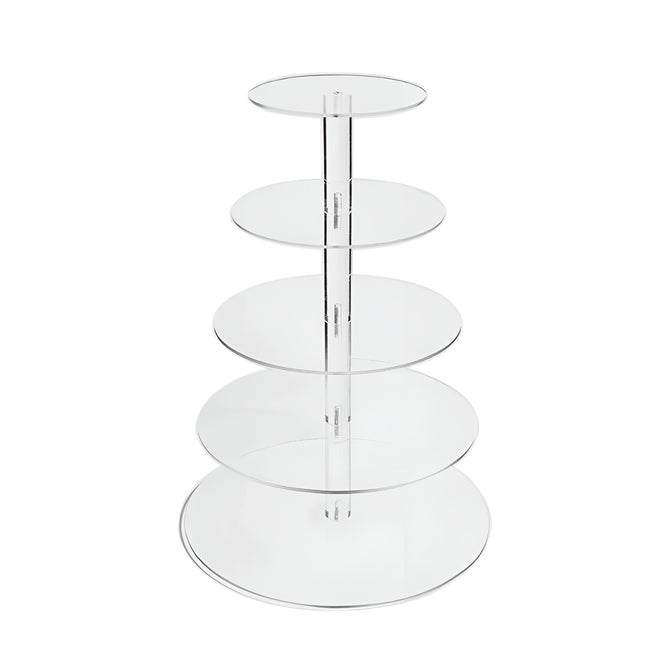 5-Tier Acrylic Cupcake Display Stand Clear Round Tower for Party Wedding Events