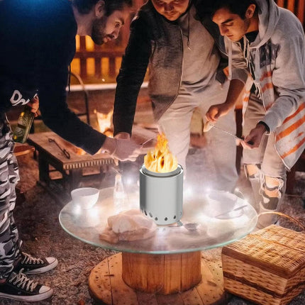 Outdoor Mini Tabletop Fire Pit Portable Low Smoke Stove with Stand for Camping