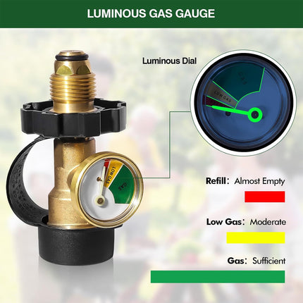 2-Way LPG Adapter-Propane Distributor Propane Tank Y-Splitter Adapter With Gauge