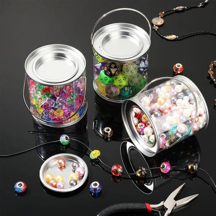 10pcs Cylinder Box with Iron Lid Round Bucket Candy Jar Storage Container