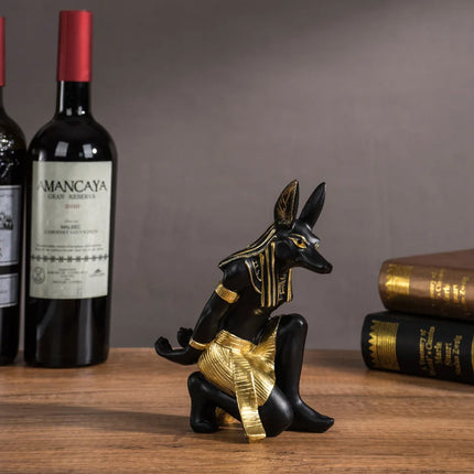Wooden Anubis Stand Ornaments Egyptian Style for Home Display Decorative Use