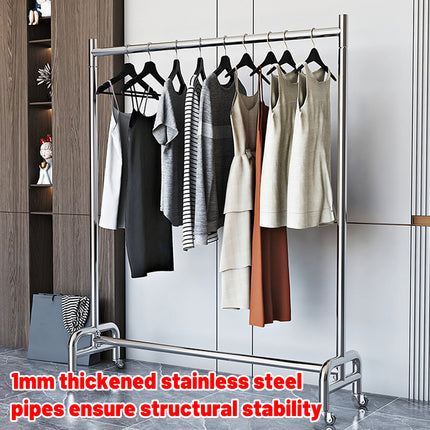 Floor-Standing Mobile Garment Rack with Wheels Clothes Display Stand Sturdy