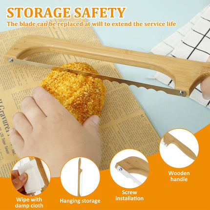 Household Wooden Bread Slicing Saw Manual Kitchen Baking Food Safe Easy to Use
