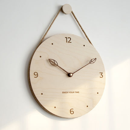 Creative Fashionable Log Wall Clock Natural Wood Colour Silent for Home Decor