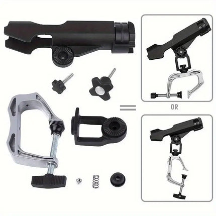 Adjustable Rotating Fishing Rod Holder Mount for Kayak Canoe Boat Rail Clamp