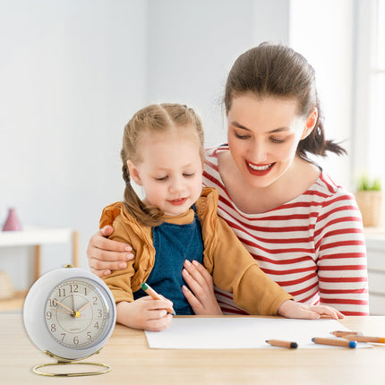 Simple Quiet Metal Alarm Clock with Night Light Battery-powered for Home Bedroom