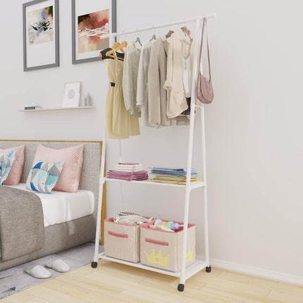 Clothes Drying Rack Floor Standing Coat Hanger V Belt Wheel Style for Bedroom