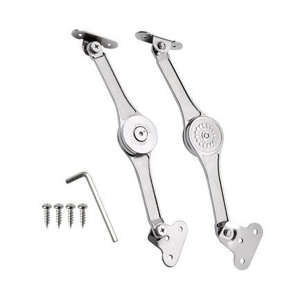 2 PCS Folding Lid Lift Up Stay Support Buffer Stop Hinge Silver With Soft-Close