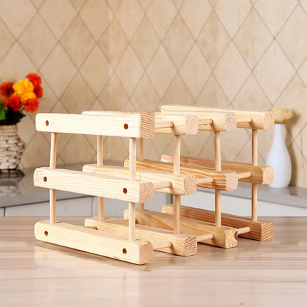 Wine Rack Wooden Storage Stand 9 Bottle Timber Cellar Holder Organizer Shelf