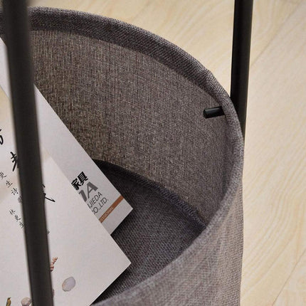 Round Side Table Bedside Storage Basket Modern Home Table with Storage Organizer