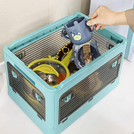 Large Foldable Plastic Storage Box Transparent Organizer for Home and Office