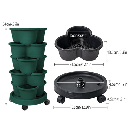 Stackable Planting Pots Vertical Planter for Balcony Yard Indoor Outdoor Plants