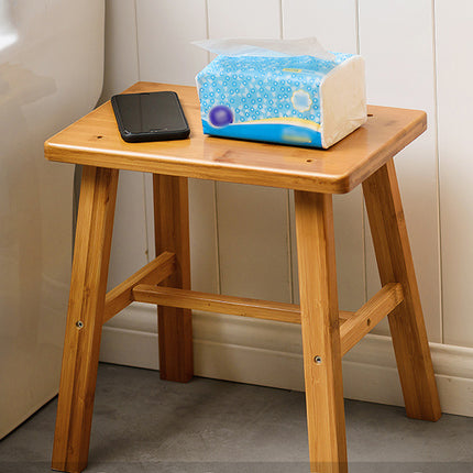 Portable Simple Wooden Stool Natural Wood Color Lightweight Sturdy Space Saving