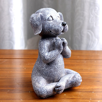 Meditation Dog Ornament Resin Peaceful Pose for Home Office Zen Spiritual Decor