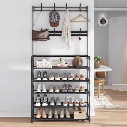 Combined Hat Shoe Coat Rack All in One Entryway Shoe Stand Clothes Hanger