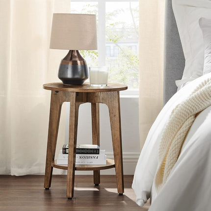 Wood Double-Layer Small Round Table Sturdy Stable for Home Living Room Decor