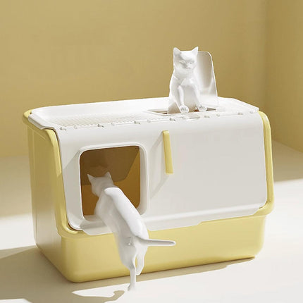 Large Fully Enclosed Cat Litter Box with Lid Odor Control Litter Pan for Cats
