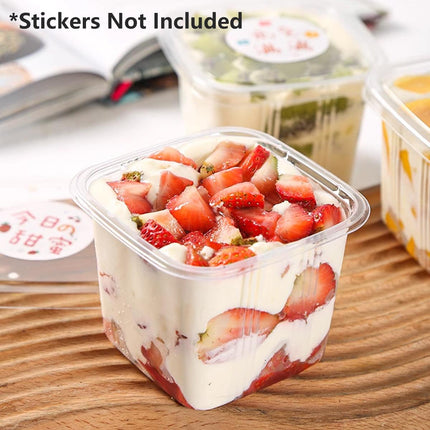 100PCS Dessert Box Mousse Cake Box Bakery Packaging Container Transparent Square