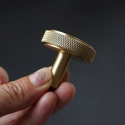 Brass Handle Modern Simple Knurled Copper Pull Closet Drawer Cabinet Door Handle