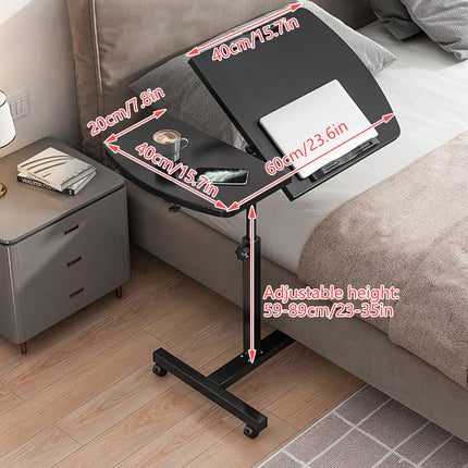 Bedside Table Mobile Height Adjustable Rotatable with Wheels Sturdy Durable
