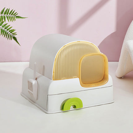 Fully Enclosed Cat Litter Box Cloud House Cat Toilet Odor Control Easy Cleaning