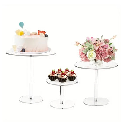 2set Acrylic Round Cake Stand Transparent Dessert Display Stand For Cakes