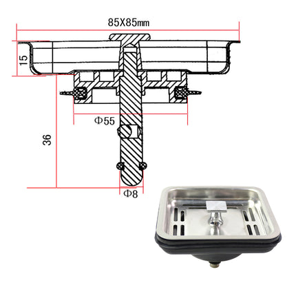 Kitchen Waste Disposer Square Lid Sink Plug Food Disintegration Drain Cover Tool