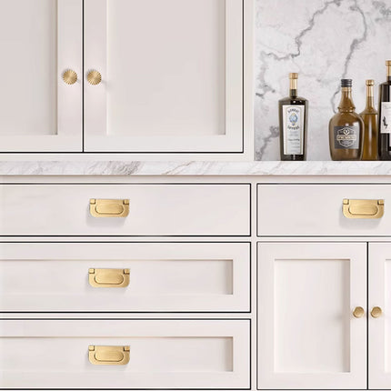 Flat Handle Ring Drawer Cabinet Pull Gold Furniture Door Handle Modern Style