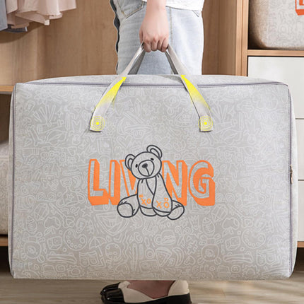 2pcs Cartoon Bear Luggage Organizer Storage Bags Blanket Quilt Closet Box Set