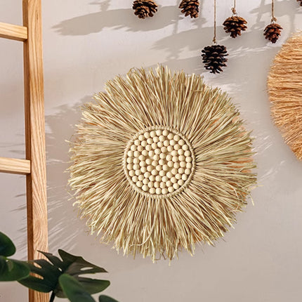 Boho Woven Macrame Wall Hanging Small Round Decor Circular Home Art Accent Use