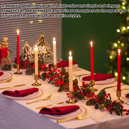 6PCS Gold Candle Holder Decoration Tabletop for Christmas Romantic Dinner Decor