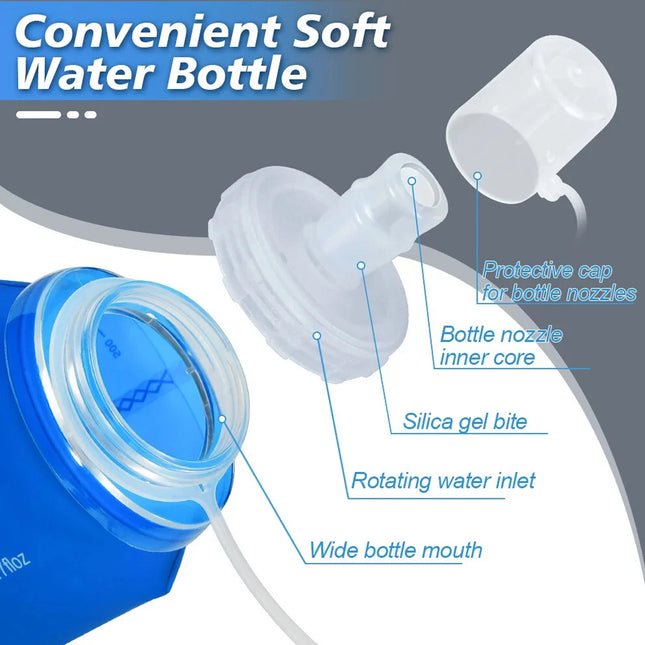 Sports Folding Soft Water Bottle Running Portable Outdoor Large Mouth Hydration