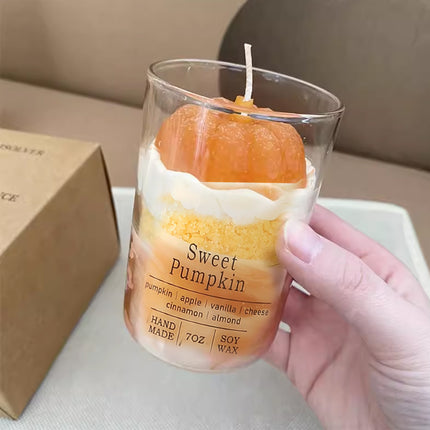 Scented Candle Cup Pumpkin Aroma Gift Jar 120g Orange Home Decoration Candle