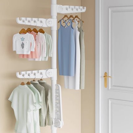 Adjustable Height 1.1-3.1m Standing Clothes Rack Stable Space Saving Daily Use