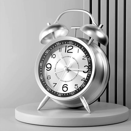 Extra Loud Metal Bell Alarm Clock Rechargeable For Heavy Sleepers Wake-Up